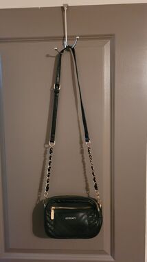 Womens Gussaci Quilted Handbag Crossbody Faux Leather Gold Chain Strap